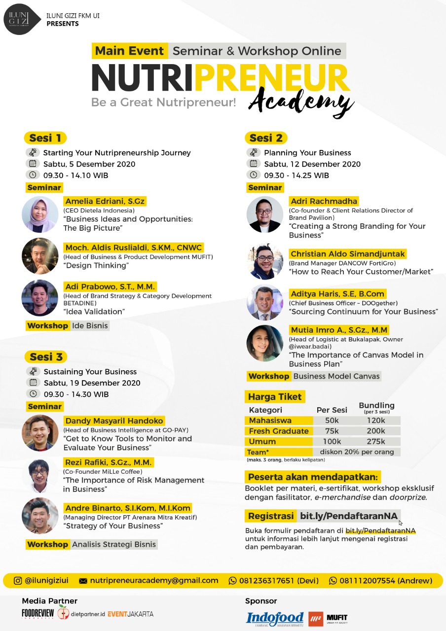 Seminar & Workshop Online Nutripreneur Academy